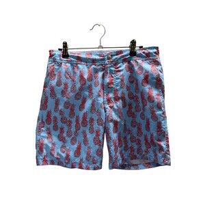 Bonobos Swim Trunks Men's Size 28 Blue Red Pineapples 7" Inseam